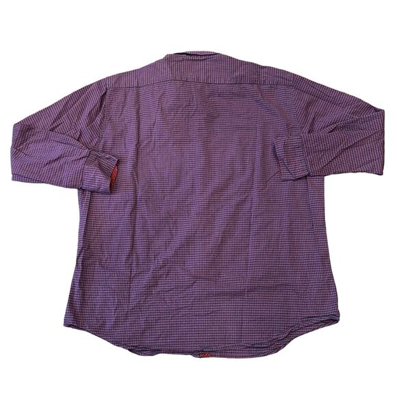 Tailorbyrd Men's Cotton Stretch Long Sleeve Shirt Red Navy Size XXL - Picture 4 of 10